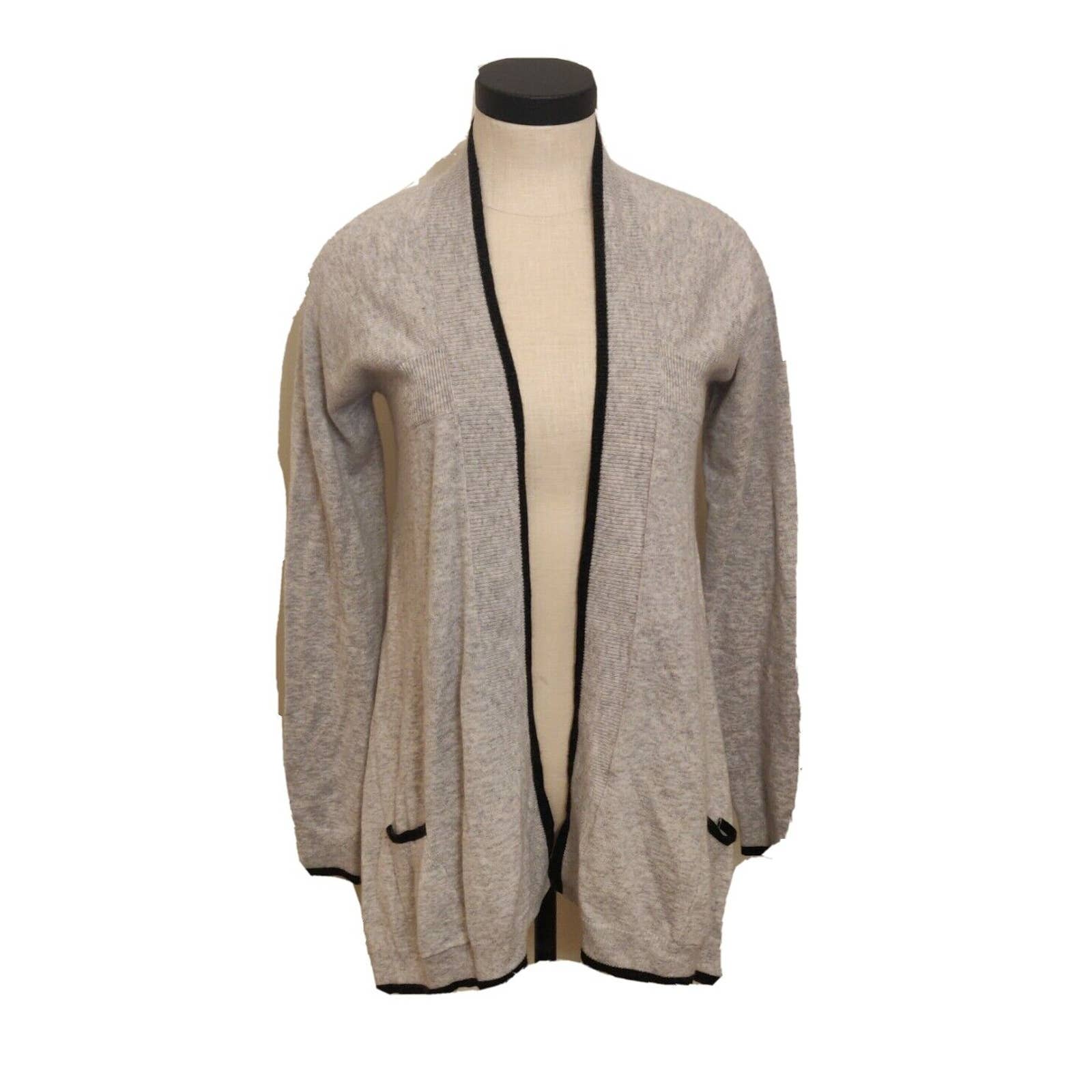Neiman Marcus New Women Cardigan Open Front Cashmere Blend Gray Small.